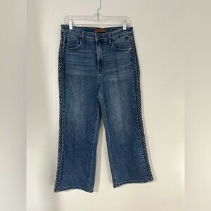 Judy Blue Flare Jeans with Braided Sides - Blue‎